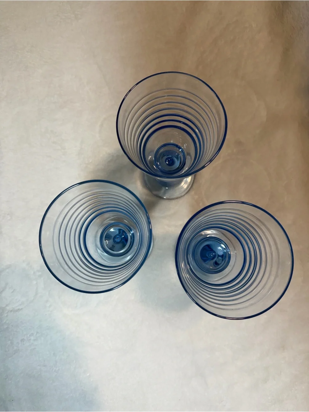 Vintage Set‎ of 3 Libbey Sirrus Blue Ribbed Water Wine Goblets 7
